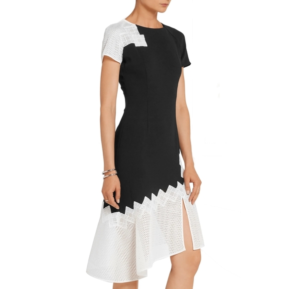 Jonathan Simkhai Mesh Trimmed Crepe Dress Size 4 - Picture 3 of 16